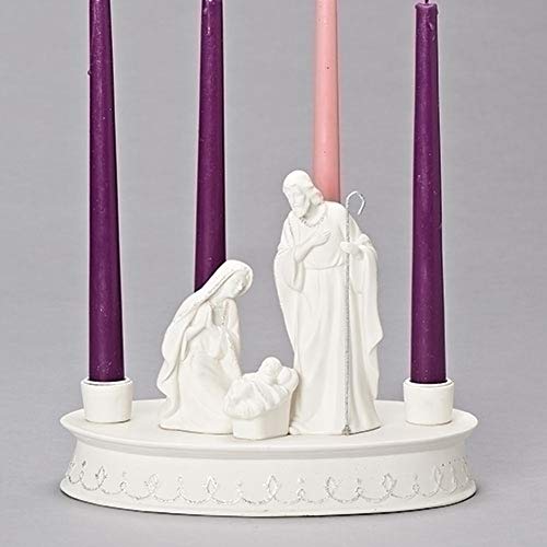 Church Supply Warehouse 7.5"H 9.75"W 6"D Porcelian Holy Family Advent Wreath Without Batteries Candles by Roman White