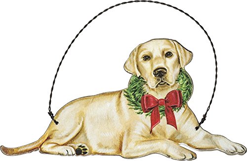 Primitives by Kathy Christmas Yellow Lab Wooden Decorative Hanging Ornament