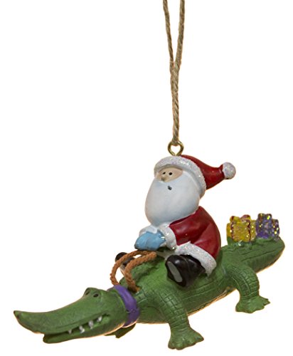 Cape Shore Santa Riding Alligator Gator with Gifts Christmas Tree Holiday Ornament Decoration