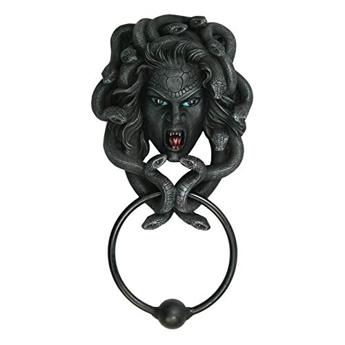 Pacific Trading Giftware The Head of Medusa Door Knocker with Iron Knocker Collectible Figurine in Stone Finish 9 Inch Tall