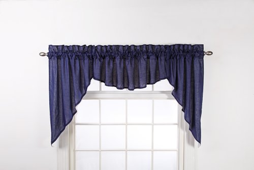 Belle Maison Stylemaster Renaissance Home Fashion Emery 3-Piece Lined Swag Set, 116-Inch by 36-Feet, Midnight
