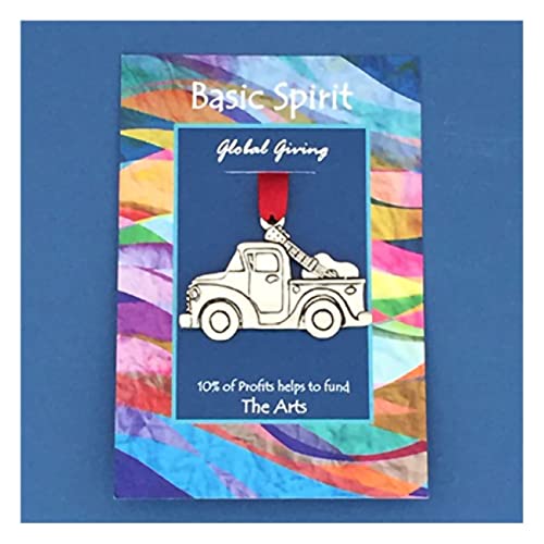 Basic Spirit Truck with Guitar Global Giving Pewter Ornament for Music Lover Holiday Tree Decoration Home Collection