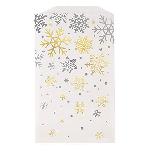 Unique Industries Silver Foil Gold Snowflakes Glassine Treat Bags, 8 Ct.