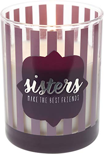 Pavilion Gift Company Purple Sisters-7 Oz Stripe Glass Candle-Serenity Fresh Cotton Scent