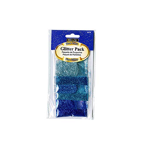 BAZIC Glitter Pack, Fine Glitter, Color Blue, 6pcs