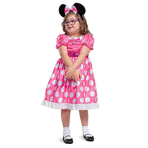 Disguise Minnie Mouse Costume for Kids, Official Adaptive Disney Minnie Costume with Accessibility Features, Classic Size Small (4-6x)