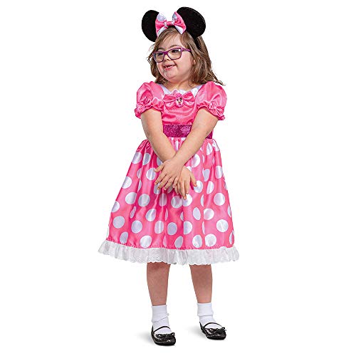 Disguise Minnie Mouse Costume for Kids, Official Adaptive Disney Minnie Costume with Accessibility Features, Classic Size Extra Small (3T-4T)