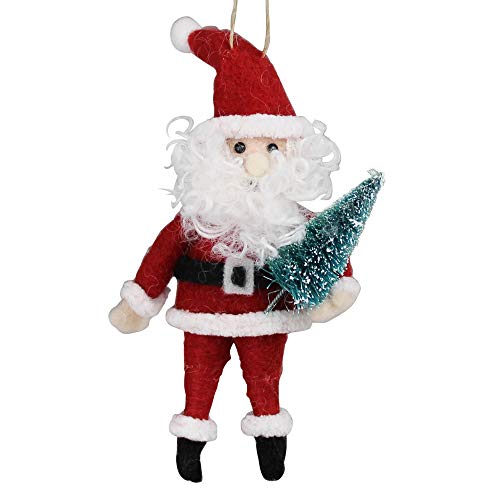 HomArt 95152-0 Santa with Tree Ornament, 6.25-inch Height, Felt