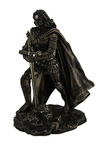Unicorn Studio Resin Statues King Arthur Standing Pulling The Sword In The Stone Bronze Finish Statue 5.25 X 8 X 5 Inches Bronze