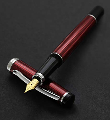 Xezo Incognito Brass Fine Fountain Pen, Guilloche Enamel in Burgundy Red Color with Pure Platinum Plating. Handcrafted and Guilloche Engraved. Limited Edition, Serialized