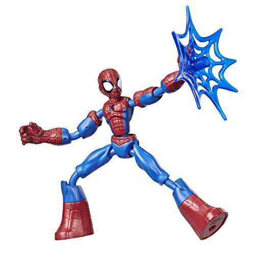 Hasbro Marvel E7686 Spiderman Bend and Flex Spider-Man Action Figure, 6-inch Flexible Toy, Includes Web Accessory, Ages 4 and Up, Multicolor