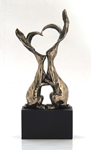 Unicorn Studio 8.13 Inch Hare Lovers Kiss Rabbits Cold Cast Bronze Figurine
