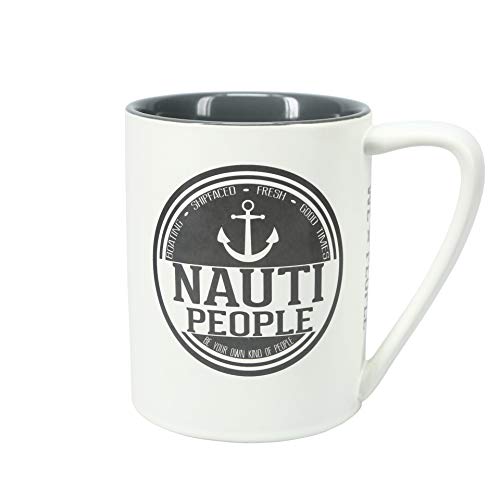 Pavilion Gift Company Nauti People-Large 18 Oz Double-Sided Coffee Cup Mug, Beige