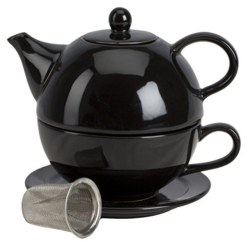 Omniware 5 Piece Tea For One Teapot Set with An Infuser, Black