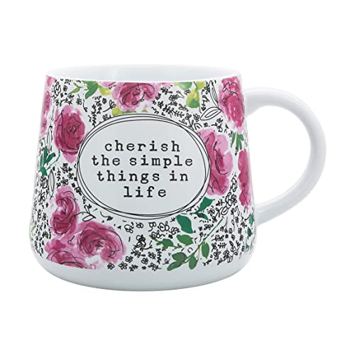 Pavilion Gift Company - Cherish The Simple Things - 18-ounce Stoneware Mug, Mothers Day Gift, Mom Aunt Sister Coffee Cup, 1 Count