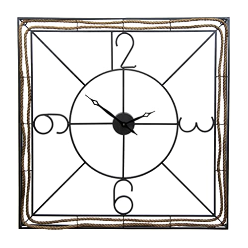 Foreside Home and Garden Gray Metal & Jute Wall Clock