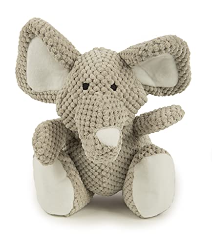 Worldwise goDog Checkers Elephant With Chew Guard Technology Tough Plush Dog Toy, Grey, Large