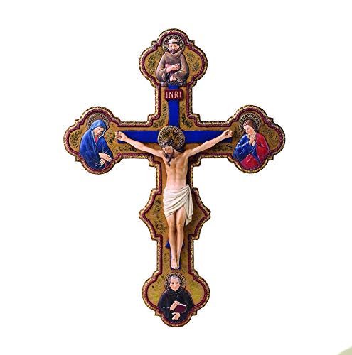 Roman Stone Resin Misericordia INRI Hanging Wall Crucifix, 14 Inch