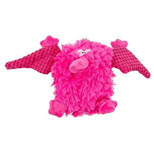 Worldwise goDog PlayClean Pterodactyl Squeaky Plush Dog Toy with Odor-Eliminating Essential Oils, Chew Guard Technology - Pink, Large