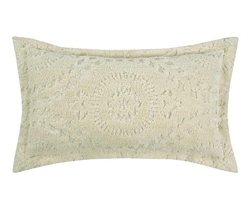 Better Trends Rio Collection is super soft and light weight in Floral Design 100 Percent Cotton Tufted Unique Luxurious Machine Washable Tumble Dry, King Sham, Ivory