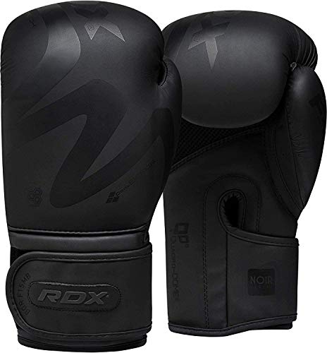 RDX Boxing Gloves Sparring Muay Thai Pro Training, Maya Hide Leather, Kickboxing Heavy Punching Bag Focus Mitts Pads Double End Ball Workout, MMA Fitness Gym Bagwork, Ventilated Palm, Men Black