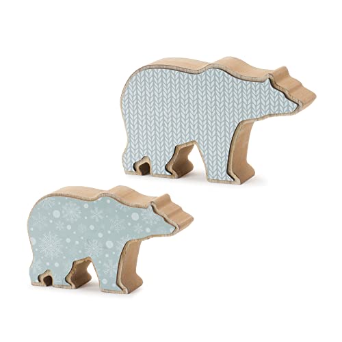 Melrose 87163 Bear Figurine, Set of 2, 6-inch Length, Wood