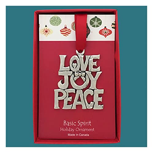 Basic Spirit Love, Joy, Peace Pewter Ornament for Holiday Tree Decoration Home Collection (Boxed)