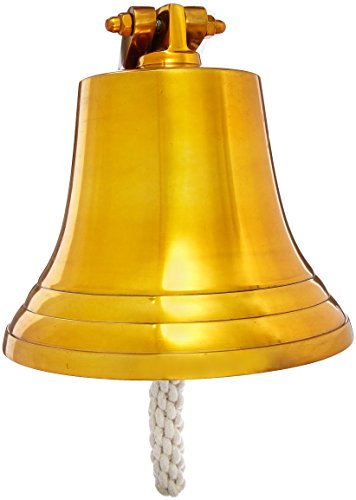 Hampton Nautical 3xglass-101 Brass Plated Hanging Harbor Bell 7" Nautical Home Decoration, 7 inch