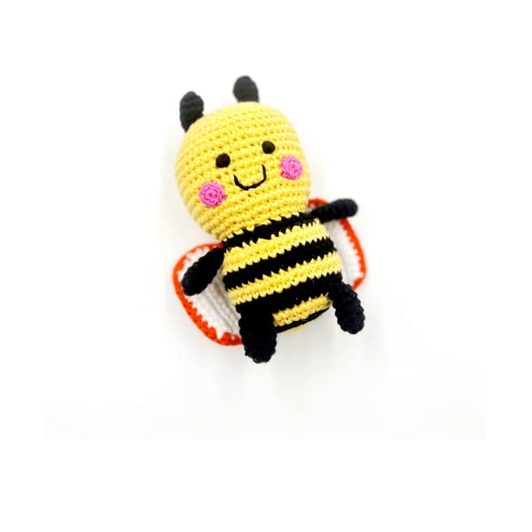 Pebble | Handmade Friendly Bumble Bee Rattle | Crochet | Fair Trade | Pretend | Imaginative Play | Woodlands | Rattle | Machine Washable