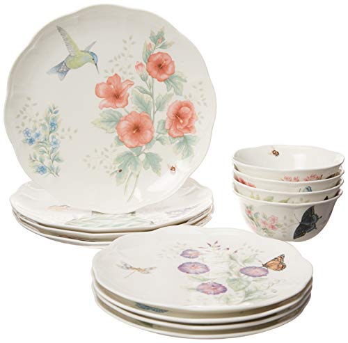 Lenox 883319 Butterfly Meadow Flutter 12 Piece Dinnerware Set, Service for 4