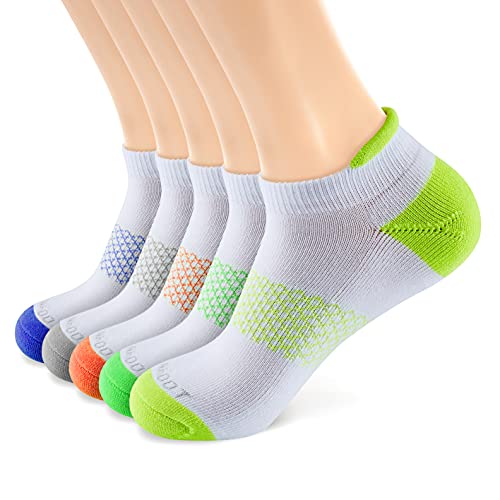 MONFOOT 5 Pairs Athletic Cushioned Running Performance Heel Tab Ankle Socks For Men/Women