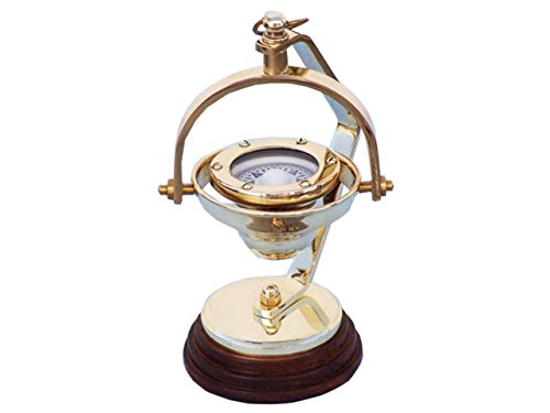 Hampton Iron 3xglass-101 Solid Brass Hanging Compass 8" Nautical Home Decoration, 8"