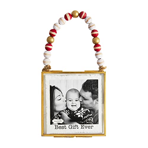 Mud Pie Bead Photo Ornament, 4" x 4",Gift Ever