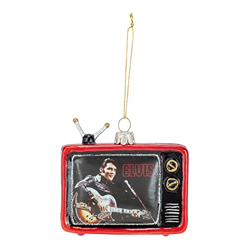 Kurt Adler 3.5-Inch Elvis Presley Glass TV Ornament, Black