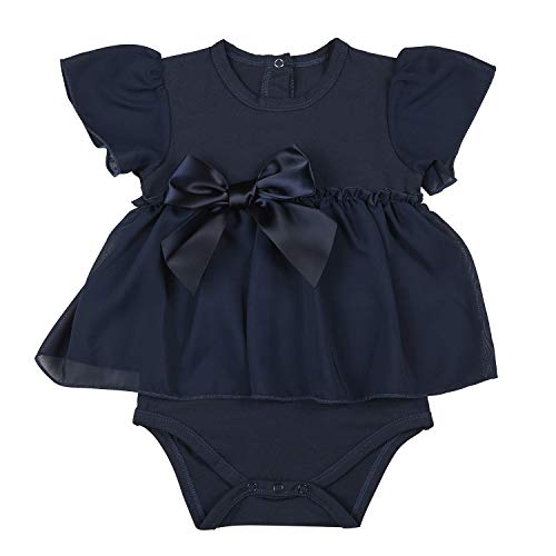 Creative Brands Stephan Baby Snap Dress-Style Diaper Cover, Chiffon-Skirted, Navy Blue, Fits 6-12 Months