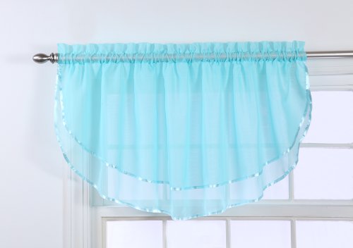 Belle Maison Stylemaster Elegance Sheer Voile Ascot Valance, 60" x 24‚Äö√Ñ√π, Aqua