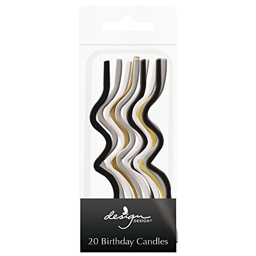 Design Design Twisted Stick-Gold and Silver Birthday Candles, 1/8 x 3 1/8", Multicolor