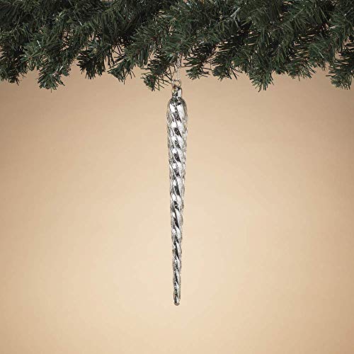 Gerson 2616620 Silver Glass Icicle Ornament 11.75" H