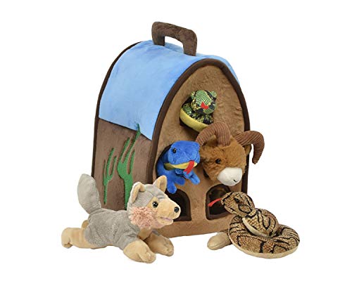 Unipak Desert Barn- 5 Stuffed Animals in Desert Carrying Barn Case