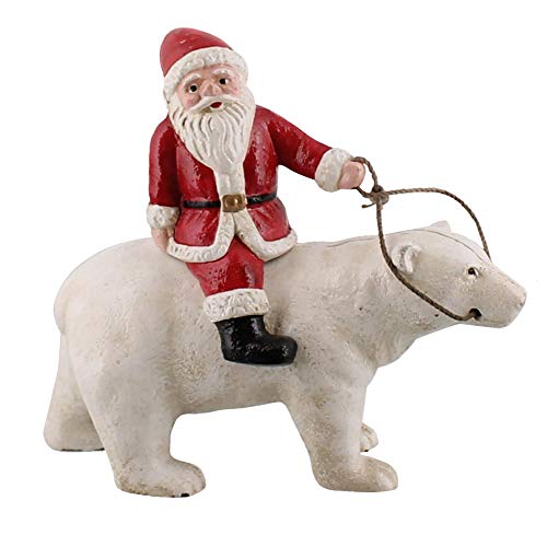 HomArt 1807-0 Polar Bear with Santa, 7.5-inch Length, Cast Iron