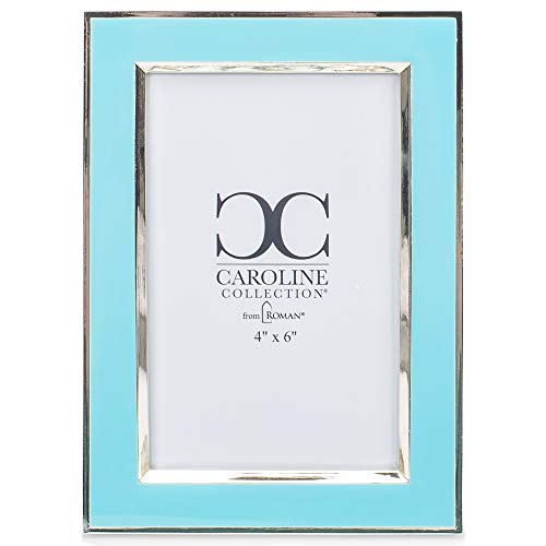 Roman 7-inch Blue Picture Frame with Silver Edge, 4-inch x 6-inch