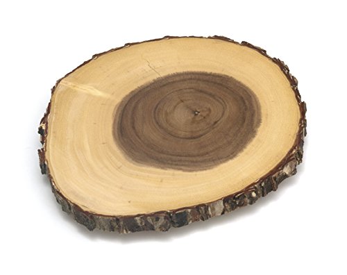 Lipper International 1010 Acacia Tree Bark Footed Server for Cheese, Crackers, and Hors D&
