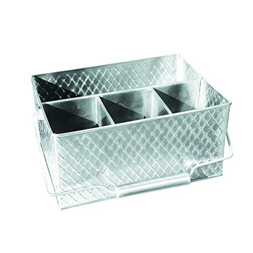 Tablecraft Lattice Collection 10.75 x 8.5 x 4.75" Rectangular Caddy, Stainless Steel