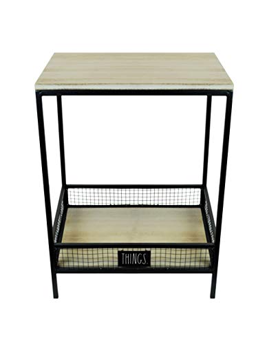 DesignStyles Rae Dunn Side Table with Basket ‚Äö√Ñ√¨ Solid Wood and Metal Construction - Modern, Mid Century, Industrial, or Farmhouse Style - End Table, Side Table, Nightstand ‚Äö√Ñ√¨ Home and Office D‚àö¬©cor
