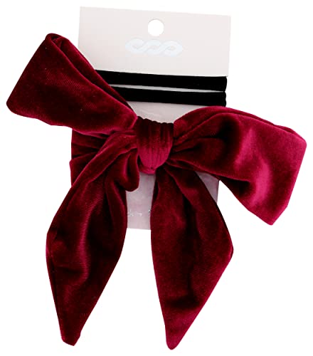 Banded Pink Velvet Bow Tie with Elastics, 1 EA