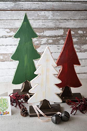 Kalalou GwG Outlet Set of 3 Painted Wooden Christmas Trees with One Ea Color CMG1151