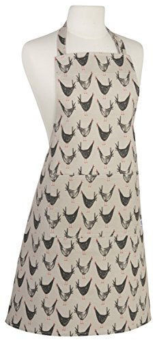 Now Designs Chicken Scratch Cotton Chef's Kitchen Apron, Chicken Print 28 x 32 inches