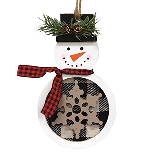 CWI Gifts Christmas Buffalo Check Snowman with Snowflake Holiday Tree Decoration, Home Collection