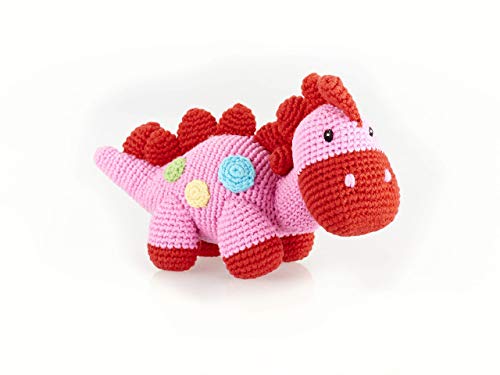 Pebble | Handmade Dinosaur - Pink | Crochet | Fair Trade | Pretend | Imaginative Play | Stegosaurus | Machine Washable