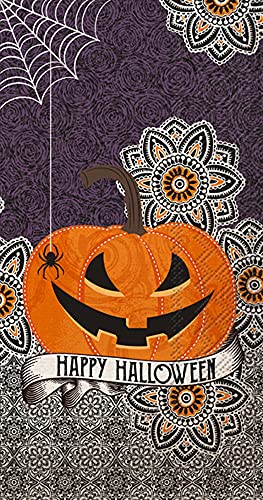 Boston International IHR 3-Ply Paper Napkins, 16-Count Guest Size, Happy Halloween Pumpkin